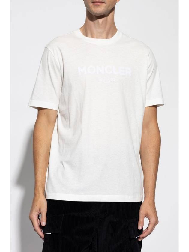 Logo Print Short Sleeve T Shirt White - MONCLER - BALAAN 4