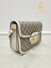 Used luxury goods Lewis It White leather GG Supreme 1955 Horsebit shoulder bag - GUCCI - BALAAN 3