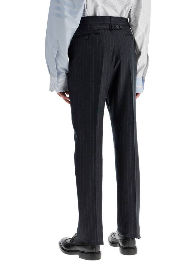 Pinstripe wool straight pants gray - THOM BROWNE - BALAAN 4