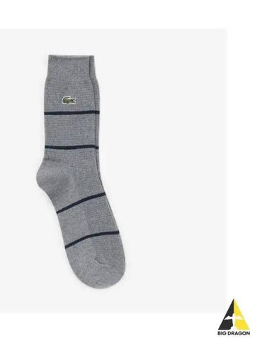 Men s Striped Middle Socks Melange Gray - LACOSTE - BALAAN 1