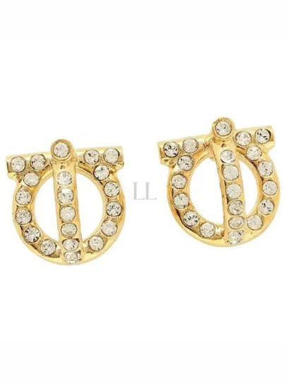 Gancini 3D Crystal Earrings Gold - SALVATORE FERRAGAMO - BALAAN 2