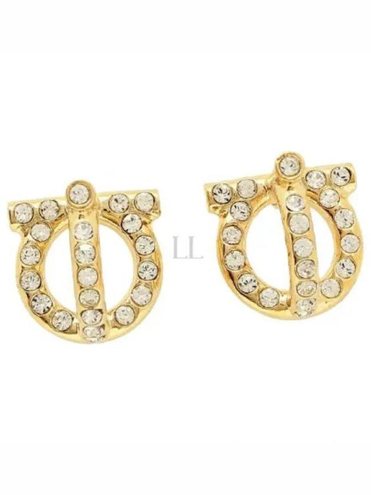 Gancini 3D Crystal Earrings Gold - SALVATORE FERRAGAMO - BALAAN 2