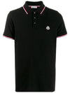 Small Logo Patch Short Sleeve Cotton Polo Shirt Black - MONCLER - BALAAN 2