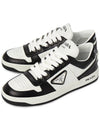 Downtown Perforated Leather Low Top Sneakers White Black - PRADA - BALAAN 2