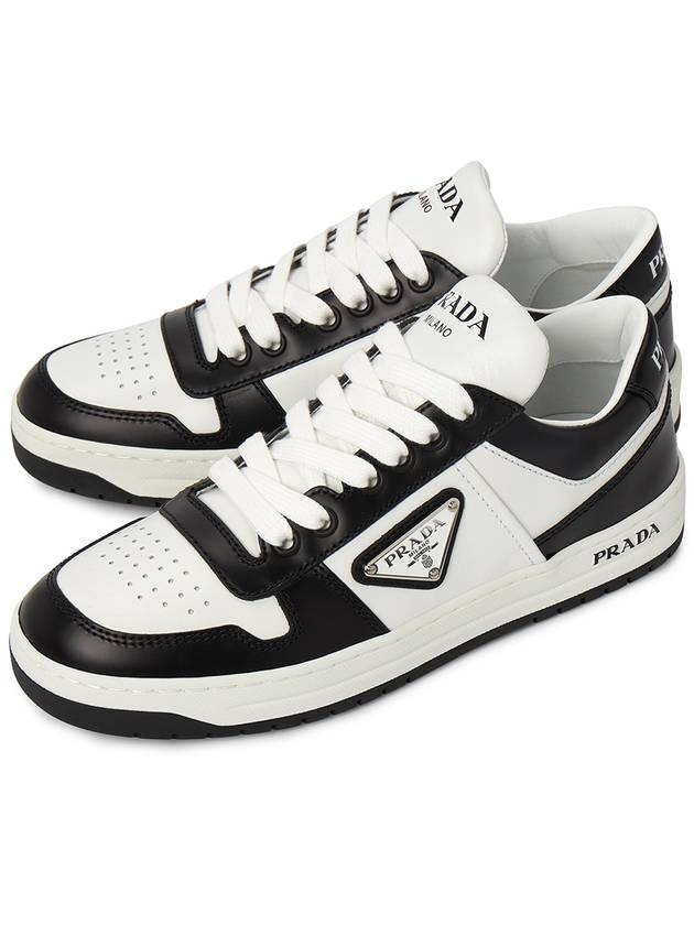 Downtown Perforated Leather Low Top Sneakers White Black - PRADA - BALAAN 2