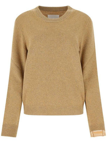 Stitched Round Neck Knit Top Beige - MAISON MARGIELA - BALAAN.