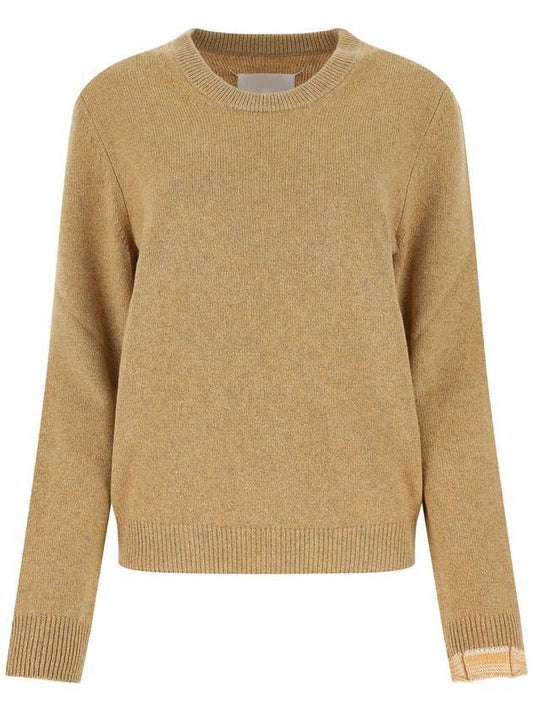 Stitched Round Neck Knit Top Beige - MAISON MARGIELA - BALAAN.