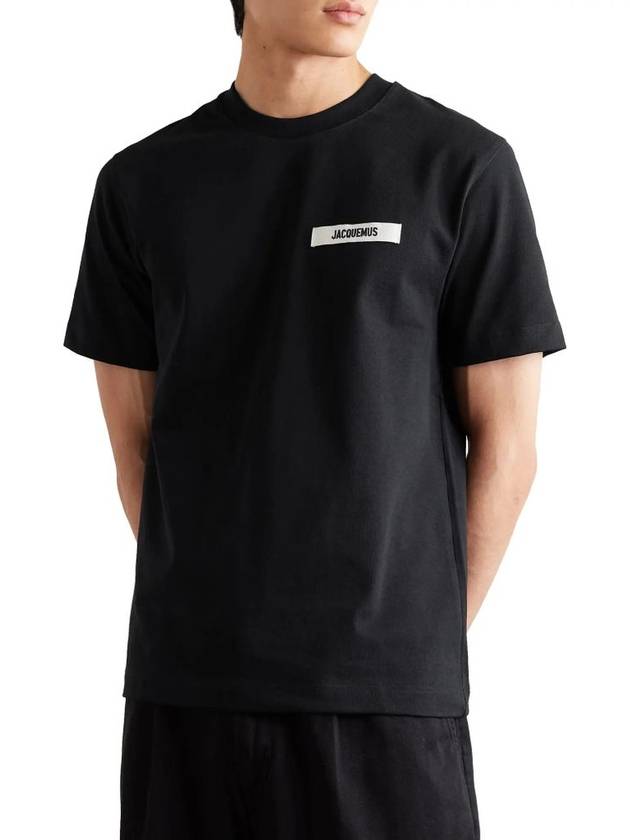 Le Gros Grain Logo Short Sleeve T-Shirt Black - JACQUEMUS - BALAAN 4