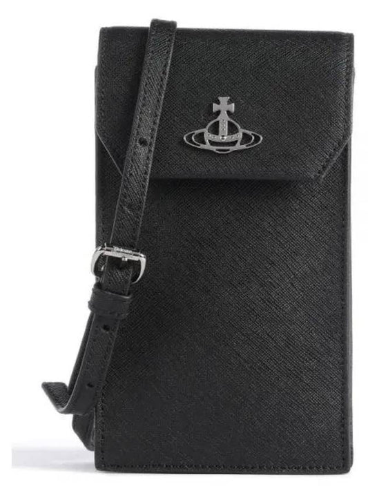 Fake Leather ORB Logo Strap Phone Pouch Black - VIVIENNE WESTWOOD - BALAAN 2