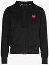 Women's Red Waffen Zip Up Hoodie Black - COMME DES GARCONS PLAY - BALAAN 4