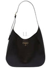 Topstitching Triangle Logo Large Leather Shoulder Bag Black - PRADA - BALAAN 2