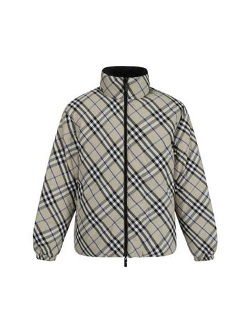 Check Reversible Down Zip-Up Jacket Lichen - BURBERRY - BALAAN 1