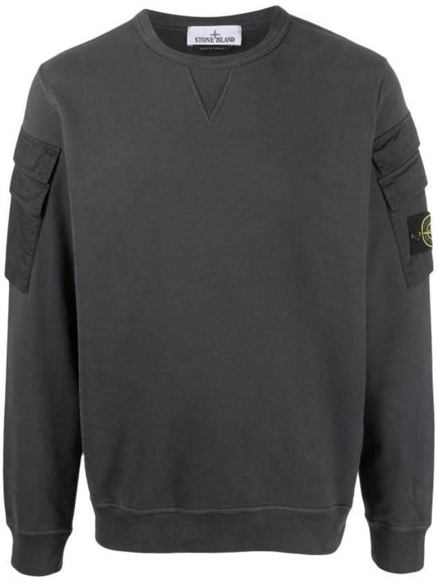 Men's Wappen Patch Cargo Pocket Sweatshirt Grey - STONE ISLAND - BALAAN 6