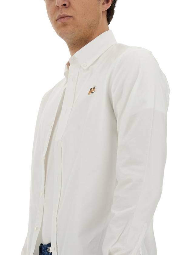 Fox Head Embroidery Long Sleeve Shirt White - MAISON KITSUNE - BALAAN 5