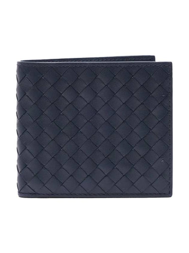 Intrecciato Calf Leather Half Wallet Navy - BOTTEGA VENETA - BALAAN 1