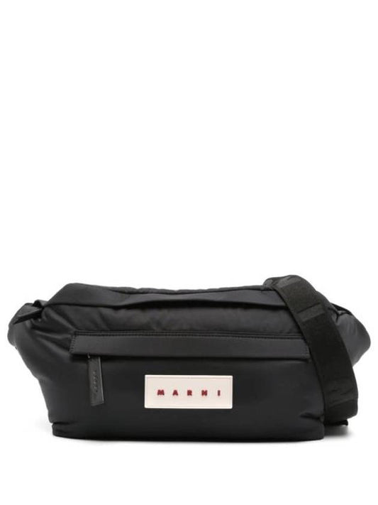 Logo Patch Nylon Large Belt Bag Black - MARNI - BALAAN 1