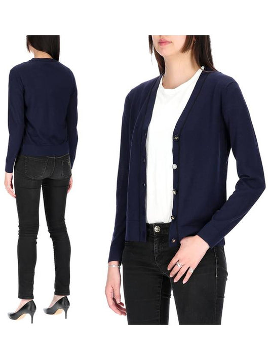 Simone Knit Cardigan Navy - TORY BURCH - BALAAN.