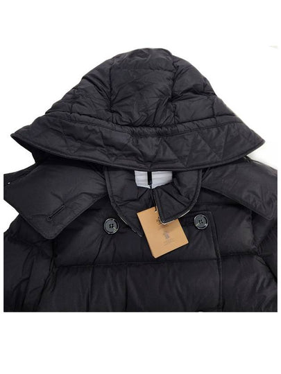 Women's Double Breasted Hooded Padded Black - BURBERRY - BALAAN 4