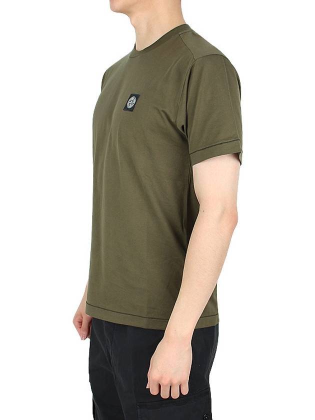 Slimfit Cotton Jersey Short Sleeve T-shirt Olive Green - STONE ISLAND - BALAAN 3