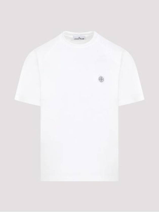 Compass Patch Regular Fit Cotton Short Sleeve T-Shirt White - STONE ISLAND - BALAAN 1