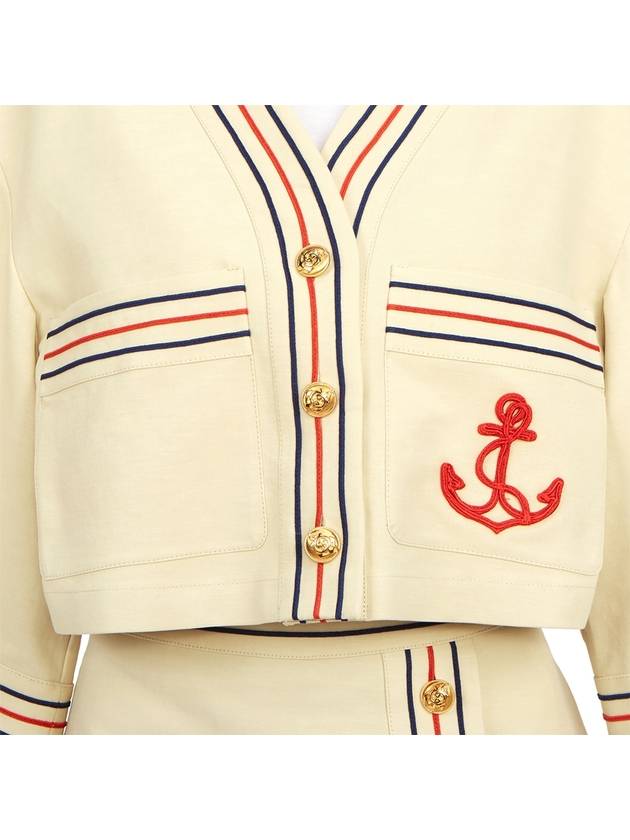 Anchor Applique Cropped Cardigan Beige - GUCCI - BALAAN 9