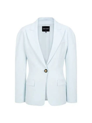 Women s Easy Peaked One Button Jacket Light Blue - GIORGIO ARMANI - BALAAN 1