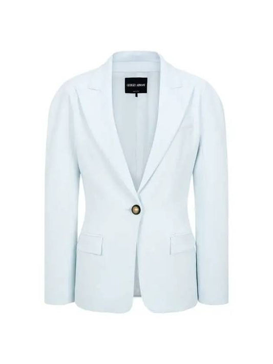 8th Anniversary Last Armani 9 7 8 Women s Easy Peaked One Button Jacket Light Blue - GIORGIO ARMANI - BALAAN 1