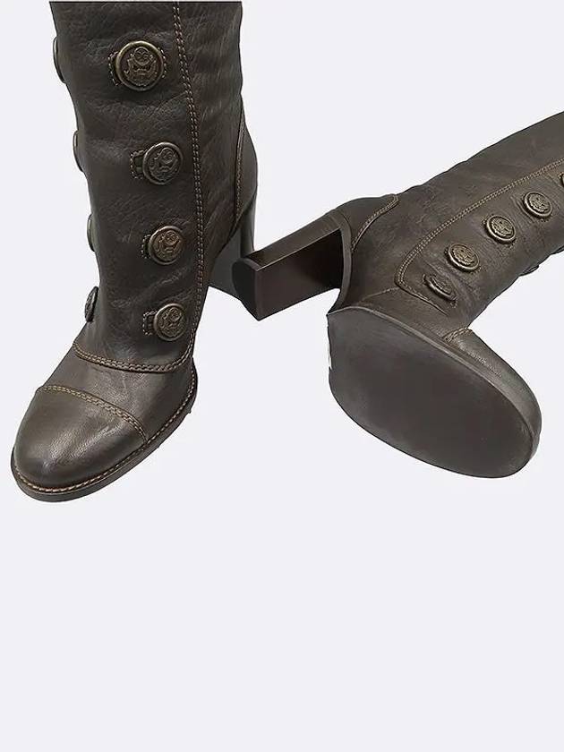 Dark brown leather snap detail women s long boots 255MM - DOLCE&GABBANA - BALAAN 3