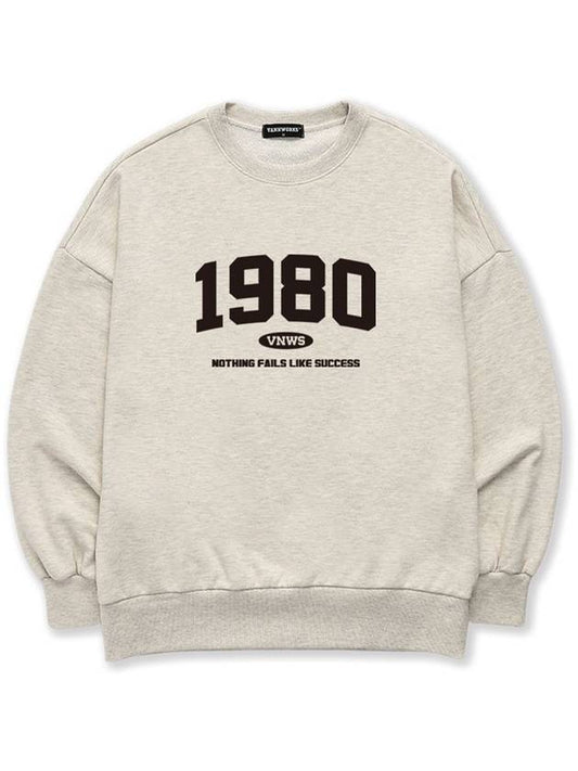 1980 Overfit Sweatshirt VLS0056 Oatmeal Black - VANN WORKS - BALAAN 1