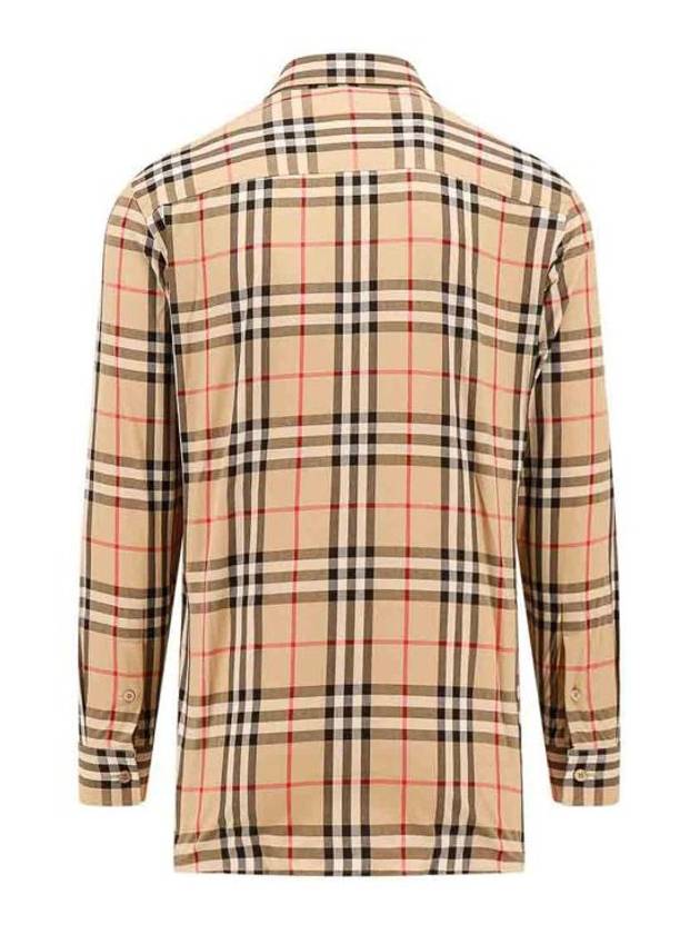 Check Cotton Long Sleeve Shirt Beige - BURBERRY - BALAAN 3