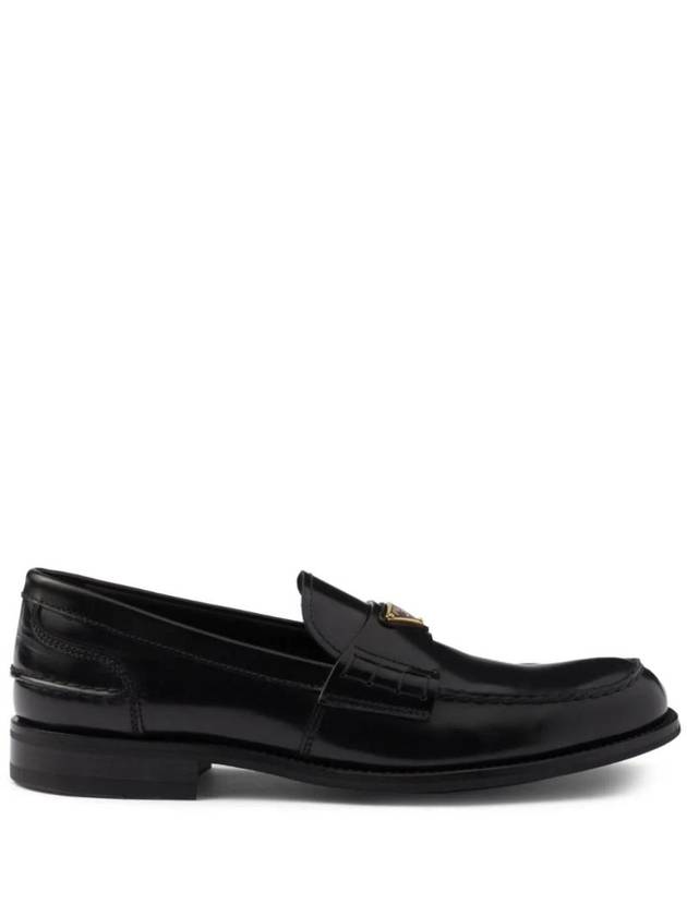 Brushed Leather Loafers Black - PRADA - BALAAN 1