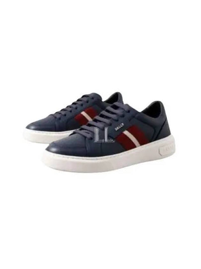 Moony Striped Leather Low Top Sneakers Navy - BALLY - BALAAN 2