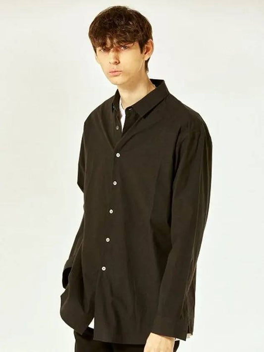 Solid Basic Long Sleeve Shirt Black - BUTTON SEOUL - BALAAN 1