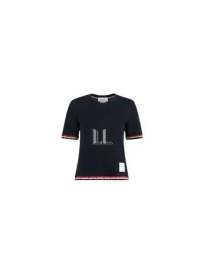 RWB Stripe Cotton Short Sleeve T-Shirt Navy - THOM BROWNE - BALAAN 2