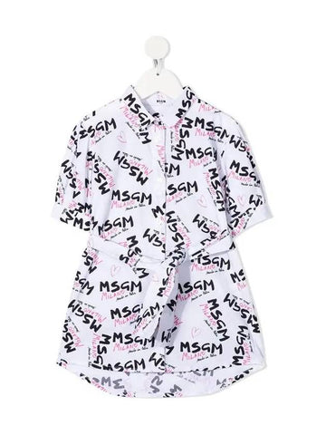 Kids All Over Logo Shirt Dress MS026942 001 - MSGM - BALAAN 1