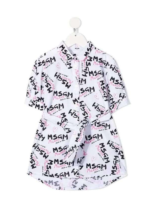 Kids All Over Logo Shirt Dress MS026942 001 - MSGM - BALAAN 2