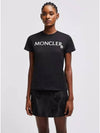 Women's Embroidered Logo Short Sleeve T-Shirt Black - MONCLER - BALAAN 4