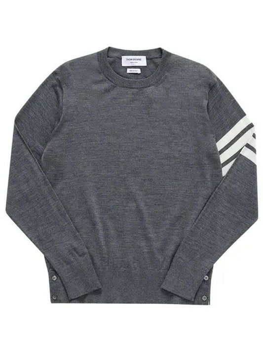 4 Bar Armband Classic Merino Wool Knit Top Medium Grey - THOM BROWNE - BALAAN 2