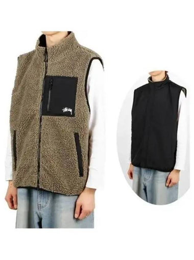 118528 STONE Sherpa Reversible Vest 270896 - STUSSY - BALAAN 1