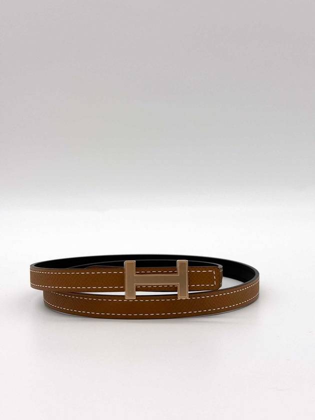 Women's Focus Buckle Reversible Leather Belt Black Rose Gold - HERMES - BALAAN 6