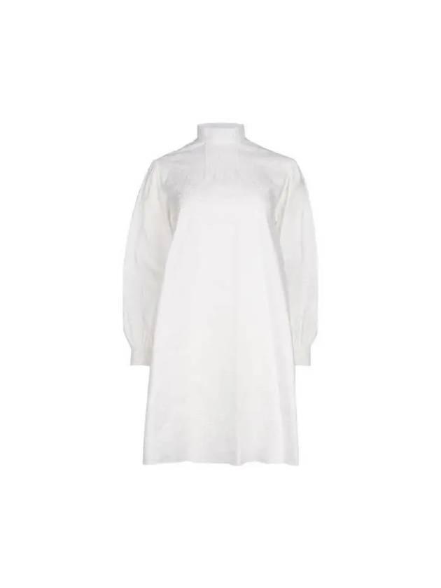 Toil Prairie Embroidery Stand-Up Collar Short Dress White - CELINE - BALAAN 2