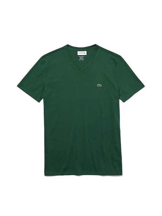 Men's Logo V-Neck Short Sleeve T-shirt Green - LACOSTE - BALAAN 1