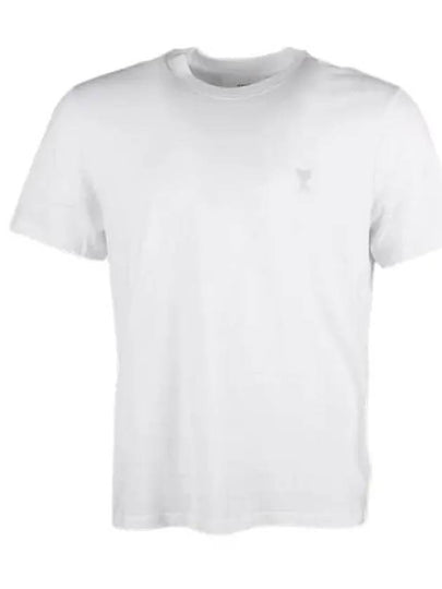 Embroidered Logo Cotton Short Sleeve T-Shirt White - AMI - BALAAN 2