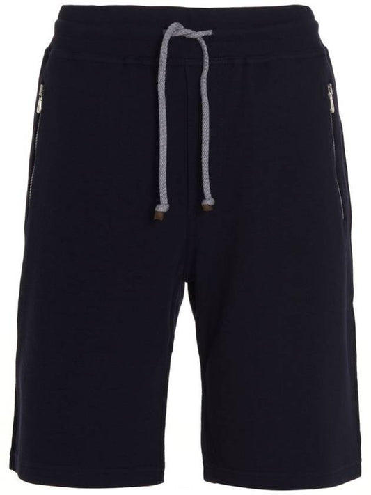 Men's Zipper Pocket Shorts Blue - BRUNELLO CUCINELLI - BALAAN 1