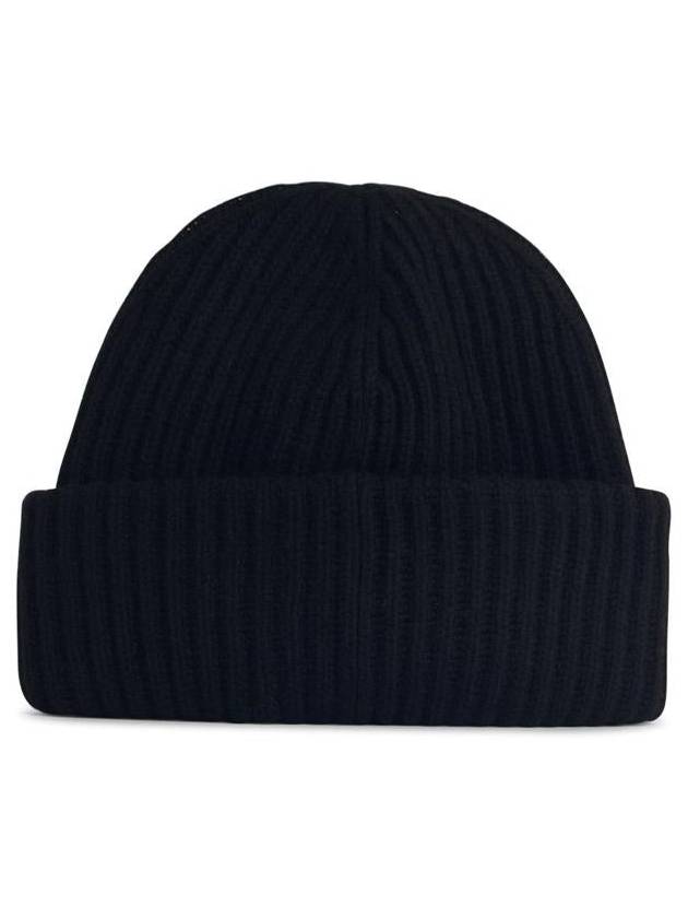 Logo Patch Knit Beanie Black - GANNI - BALAAN 3