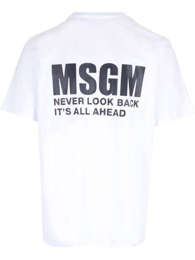 Back Logo Print Cotton Short Sleeve T-Shirt White - MSGM - BALAAN 1