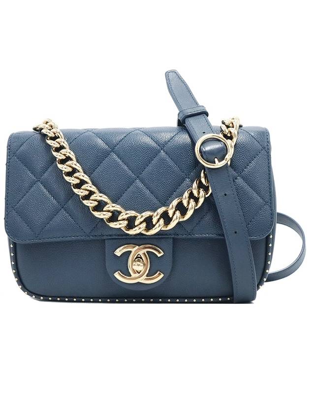 Chanel Blue Caviar CC Logo Small Gold Stud Chain Shoulder Bag 24th - CHANEL - BALAAN 1