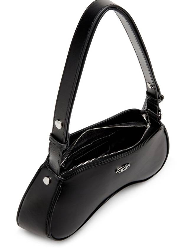 Play Semi Gloss Leather Shoulder Bag Black - DIESEL - BALAAN 6