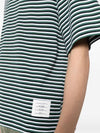 Striped Milano Rib Crewneck Cotton Short Sleeve T-Shirt Green - THOM BROWNE - BALAAN 7