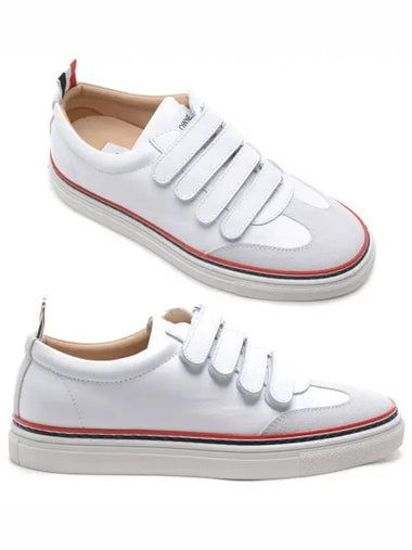 Women's Velcro Three-Stripe Tab Low Top Sneakers White - THOM BROWNE - BALAAN 1